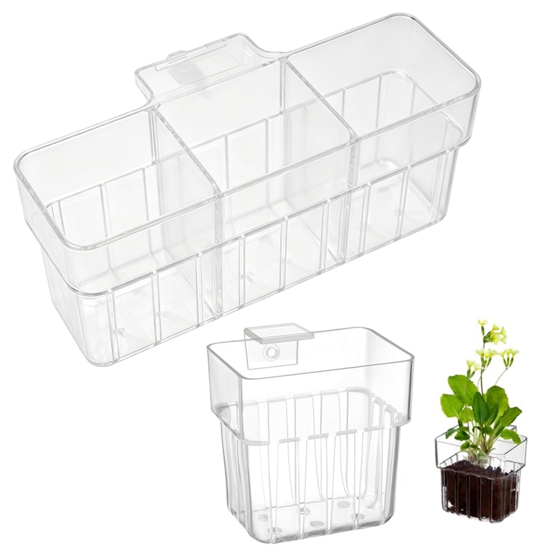 Aquarium Planted Wall - Panier hydroponique transparent pour aquarium, support