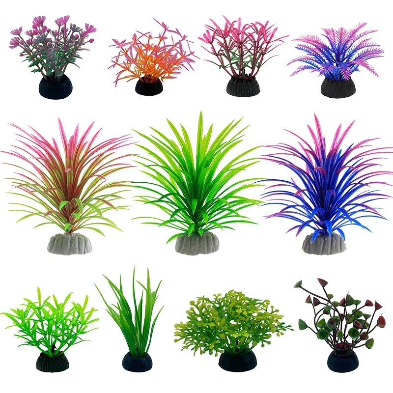 Aquarium Plant Roots - Simulation décorative d'aquarium en PVC, feuilles